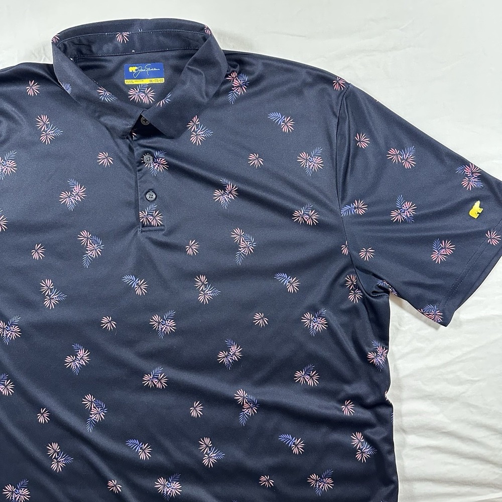 Jack Nicklaus XXL Blue Golf Polo Shirt Golden Bear Logo Hawaiian‎ Menswear